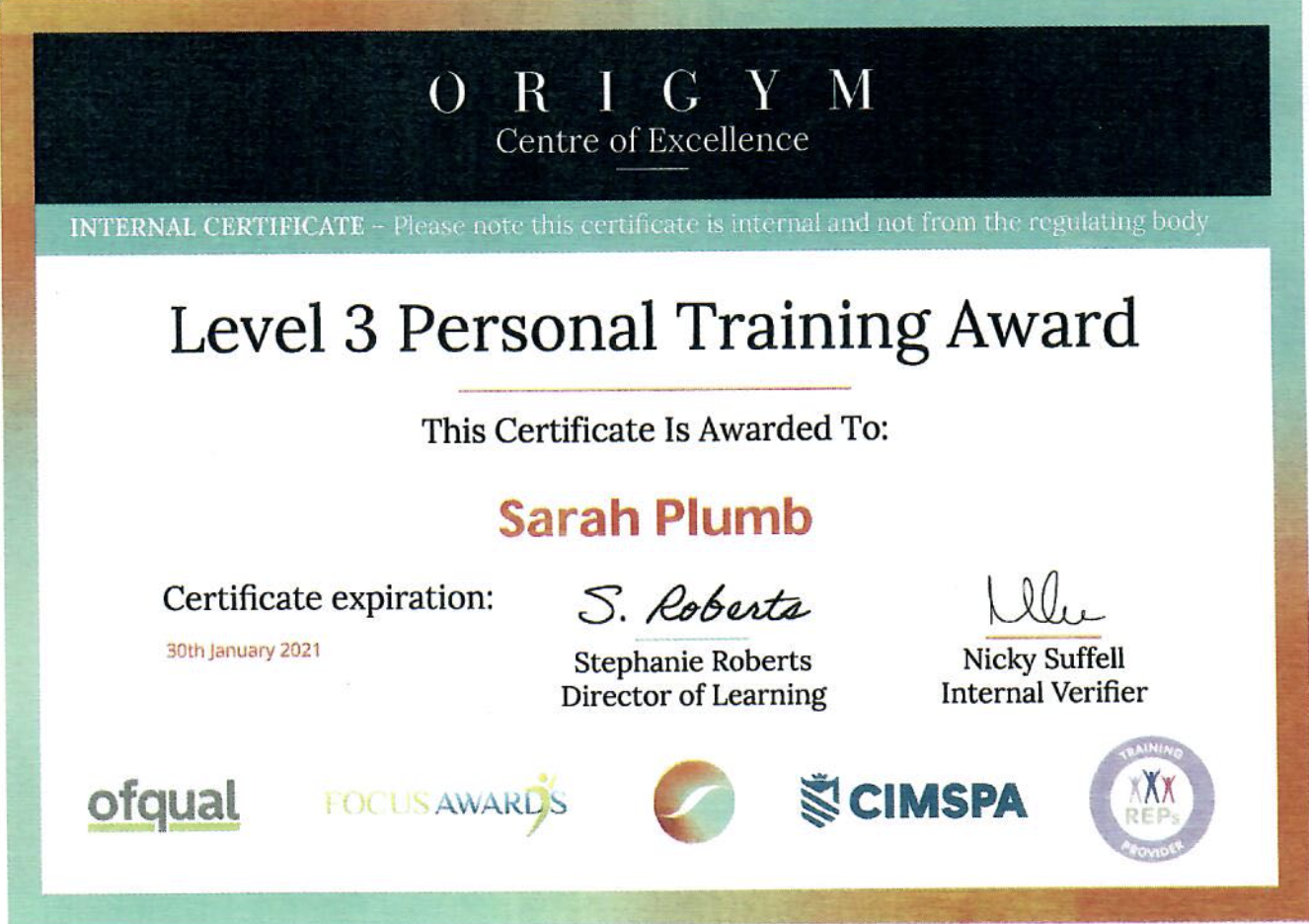 Level 3 Personal Training Award